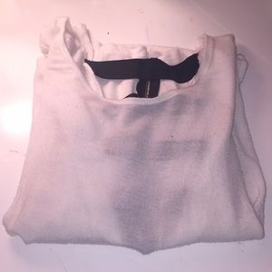 White Long Sleeve / Black Zipper Back